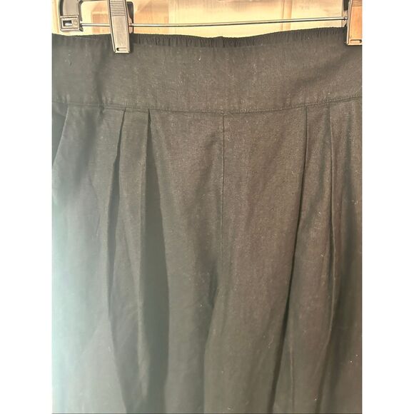Abercrombie & Fitch black sz M linen wide leg pants w stretchy back linen & cott - Picture 2 of 7